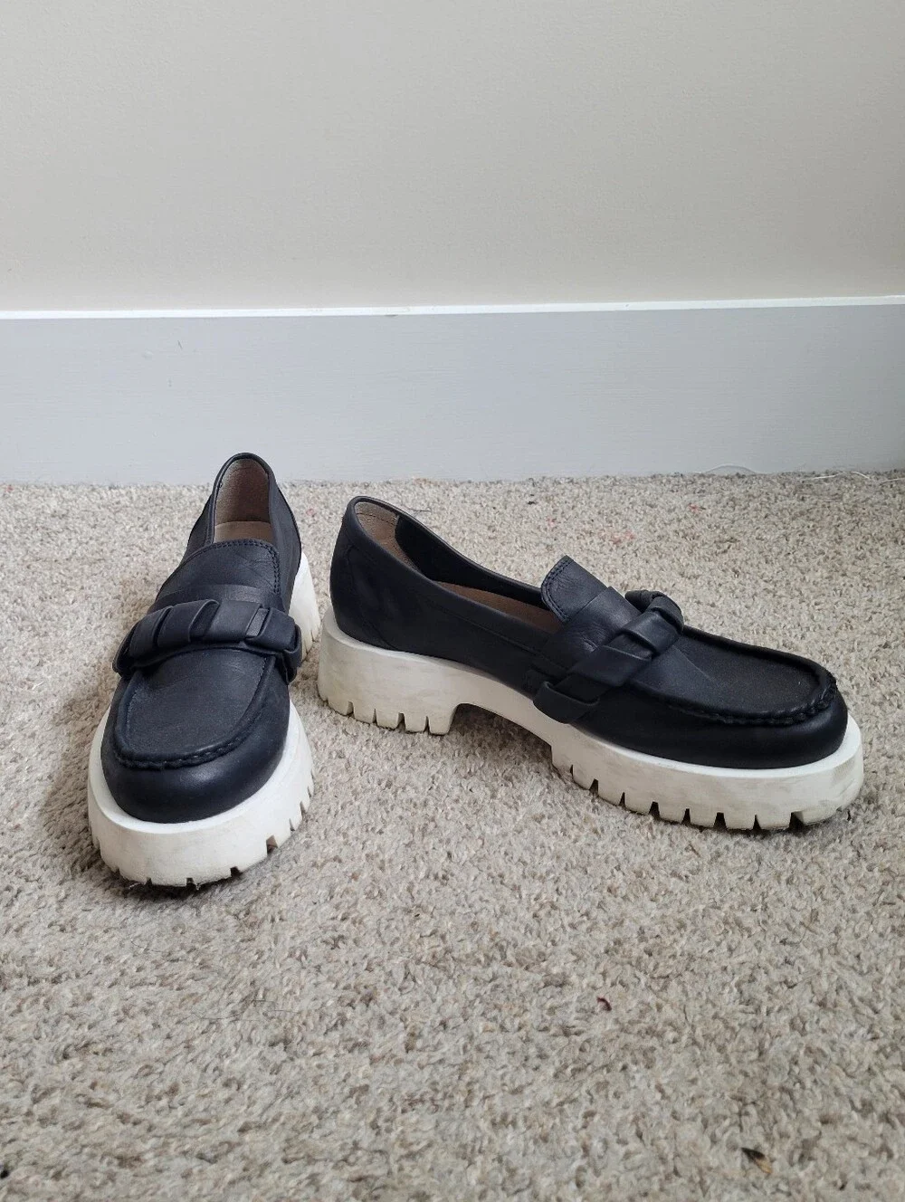 Miz Mooz Vicky Black Leather‎ Platform Loafers